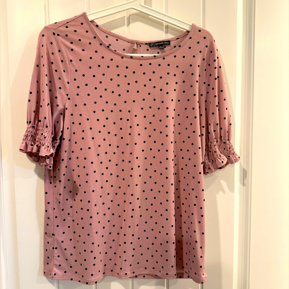 Pink polka dot blouse